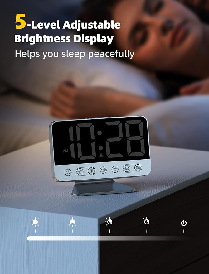 Odokee Digital Alarm Clocks for Bedrooms: Easy to Read Across The Room | Large - Image 4