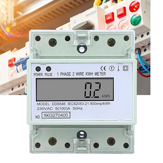 ANKROYU DDS546 Single Phase Energy Meter, Rail Digital Electric Consumption Meter, Anti Impact Residential Energy Meter for Energy Consumption Measurement
