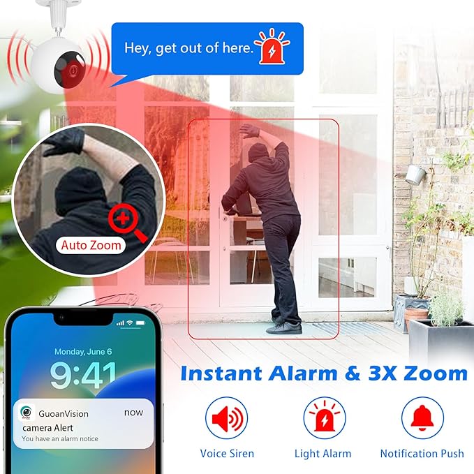 GUOANVISION 5G Cameras for Home Security,3MP Outdoor Indoor Security Camera for Baby/Elder/Dog/Pet/Nanny, WiFi Baby Monitor, 3 Alarm Modes, 3 Night Vision, IP66 Waterproof, 24/7 SD Recording/Cloud