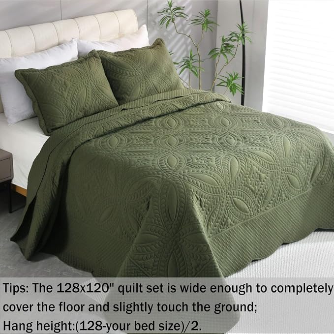 Cmfshape Oversize King Bedspread 128"x120", 3 Piece California King Quilt - Image 3