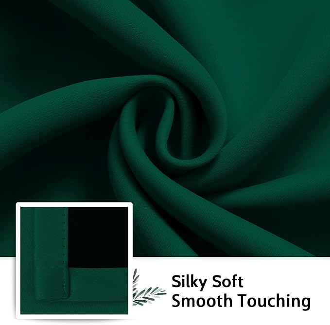 SimpleHome Dark Green 100% Blackout Curtains Room Darkening Living Room 96 | - Image 7