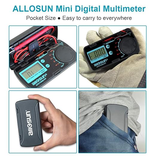 ALLOSUN Pocket Size Compact Digital Multimeter Auto Range Multi Continuity Tester (EM3082 (auto Range))