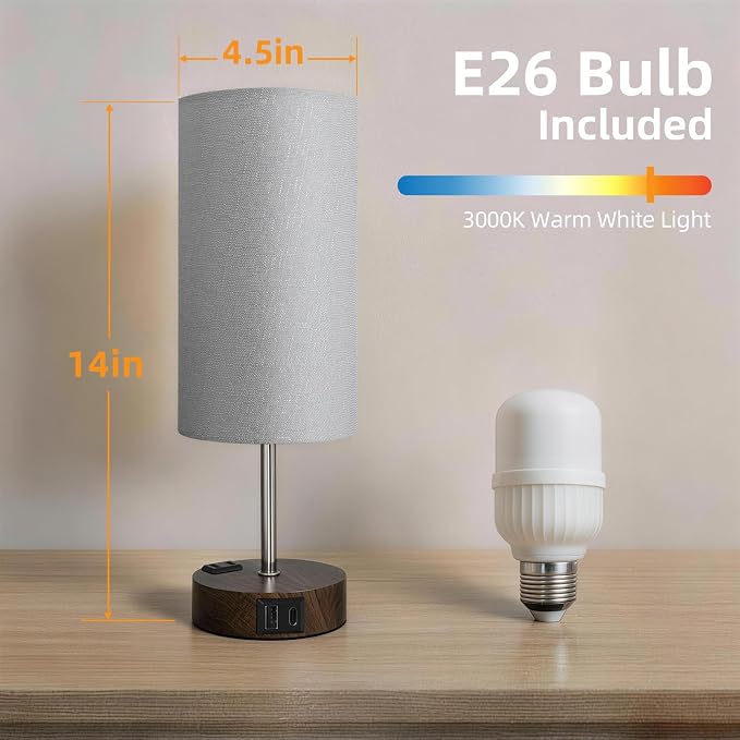 Table Lamp for Nightstand, High-Sensitivity Touch, 3-Level Dimmable Bedside Lamp - Image 7