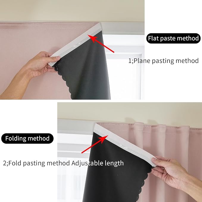 AJAZZ 100% Blackout Self Adhesive Curtains Small Window Short Temporary Black - Image 5