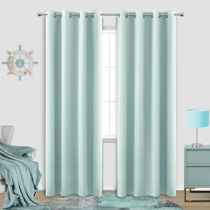KOUFALL Aqua Blackout Curtains for Beach Room Decor, Ocean Themed Summer by KOUFALL