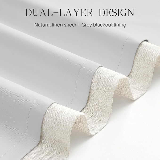 Pinch Pleated Linen Curtains 100% Blackout 96 Inches Long - Image 3