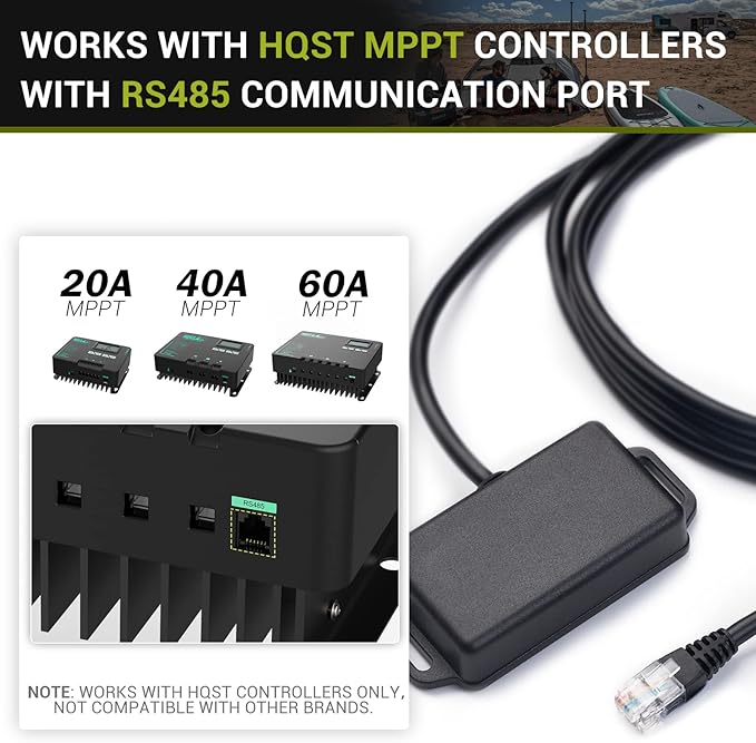 HQST Bluetooth Module with RJ12 Communication Port for HQST MPPT 20A 40A 60A Solar Charge Controllers, BT Module for APP Monitoring & Setting Parameters