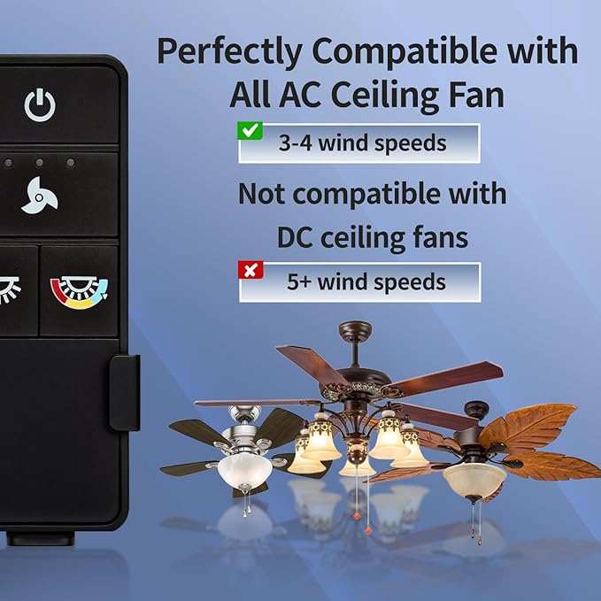 TX028C-S Ceiling Fan Remote Control for Hampton Bay, Hunter, Harbor Breeze - 3 Speed, Light Dimmer Compatible with TX028C, KUJCE10320/TR222A,2AAZPHD3/HD3,98130