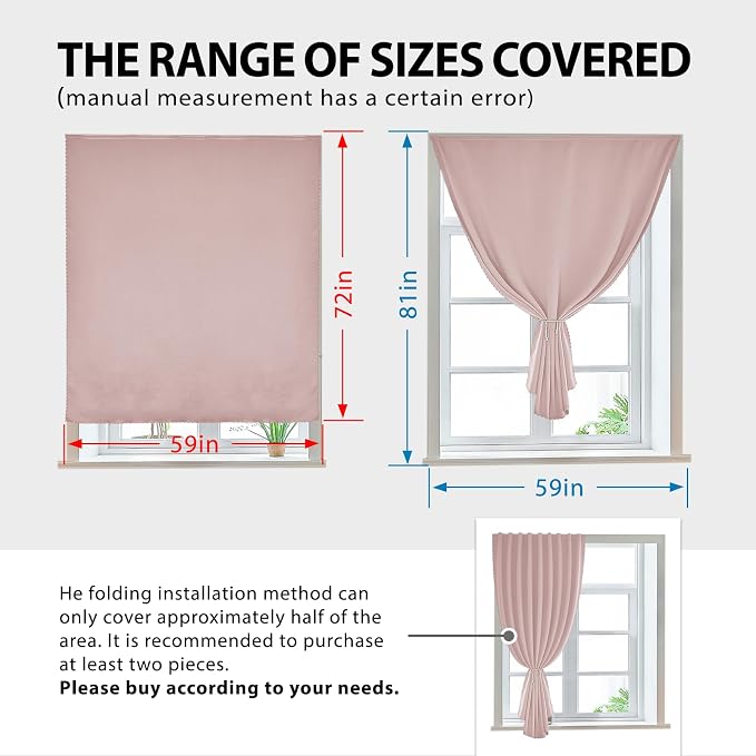 Autohesion Curtains for Windows, Bedroom Blackout Curtains for - Image 3