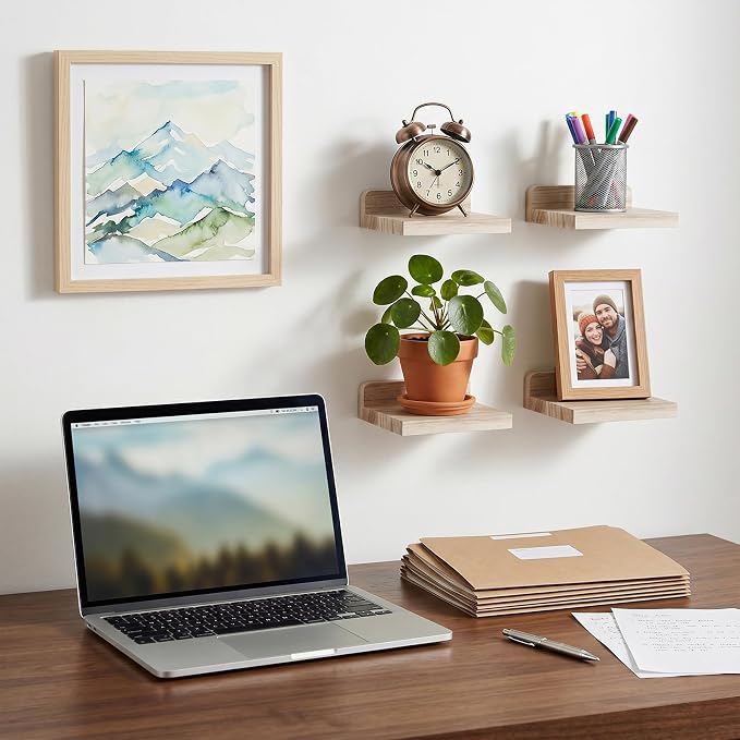 Fixwal Small Floating Shelves for Wall | Rustic wood shelf for displaying mini - Image 6