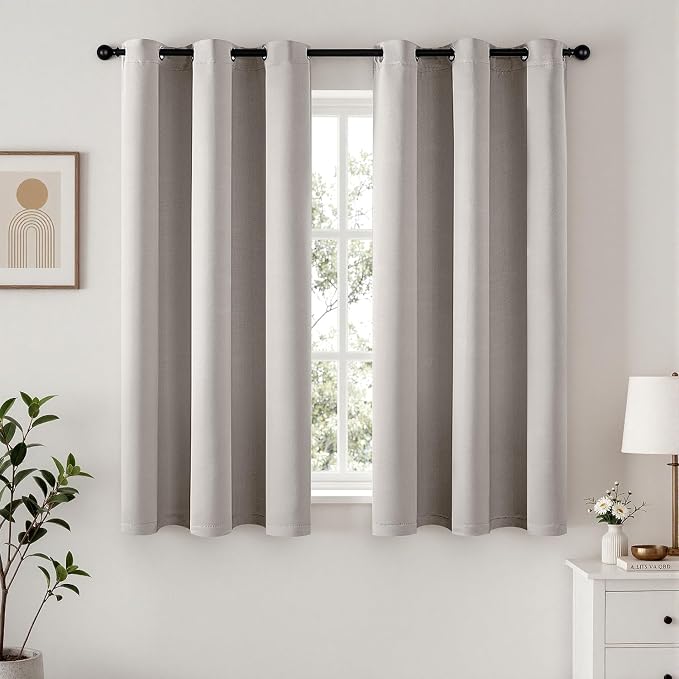 Cobblestone Blackout Curtains for Bedroom Living Room W40 x L63 Inch | 63 Inch by Woaboy