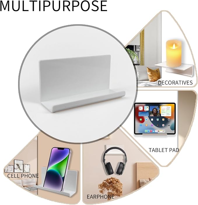 Adhesive Tablet Wall Mounted Phone Holder Acrylic Floating Shelves, eReader - Image 4