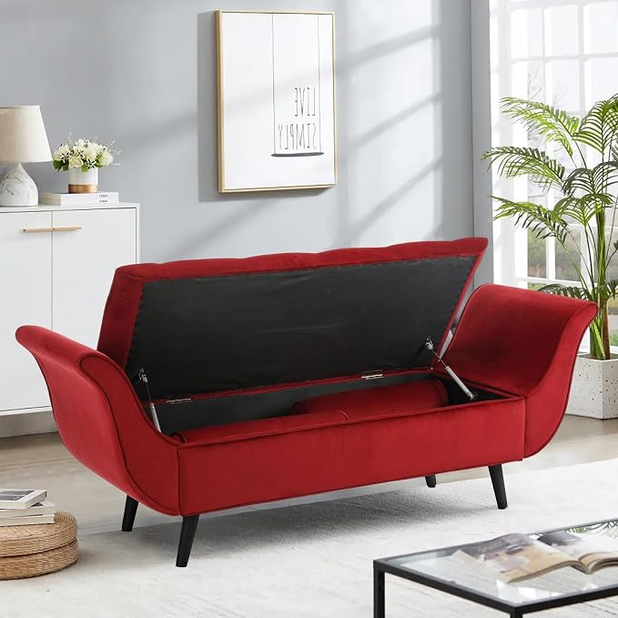 65" Velvet End of Bed Bench, Upholstered Seat - Image 6