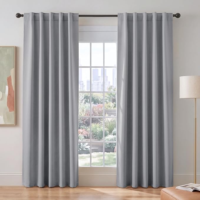PONY DANCE Silver Grey Blackout Curtains 84 inch Length 2 Panels Set, Thermal by PONYDANCE