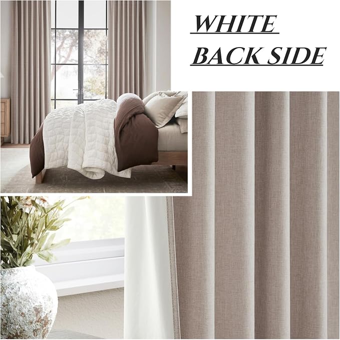 QJmydeco 100% Blackout Thick Linen Boho Curtains 86 Inches Long - Image 6