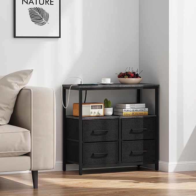 TUTOTAK Large Night Stand with Charging Station | Bedside Table with USB and - Image 4