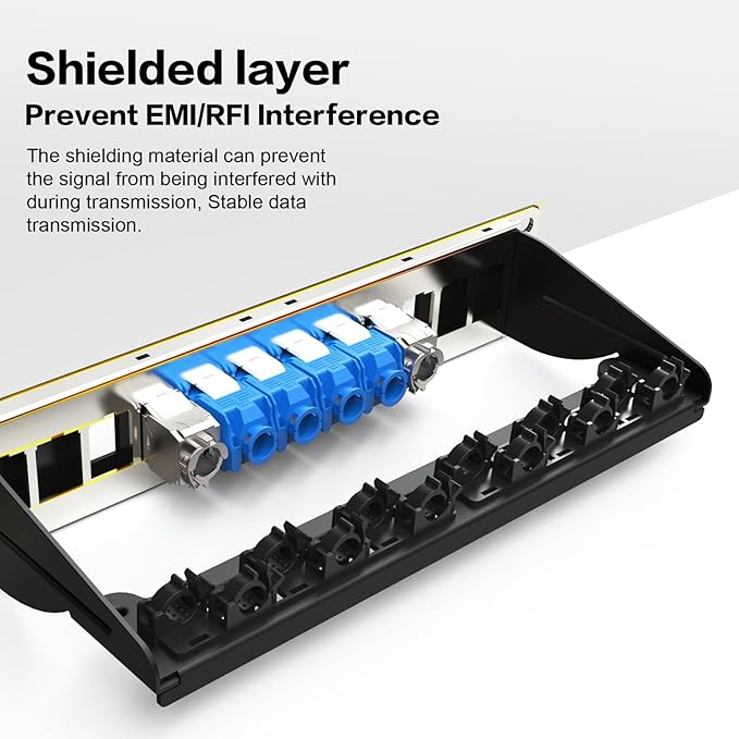 PBAEGAV 8 Port Patch Panel Blank UTP/STP 1U 10“ Keystone Patch Panel with Cable Management and Support Bar Compatible with LC/SC/ST/FC/USB/HDMI Keystone Jack(8 Port)