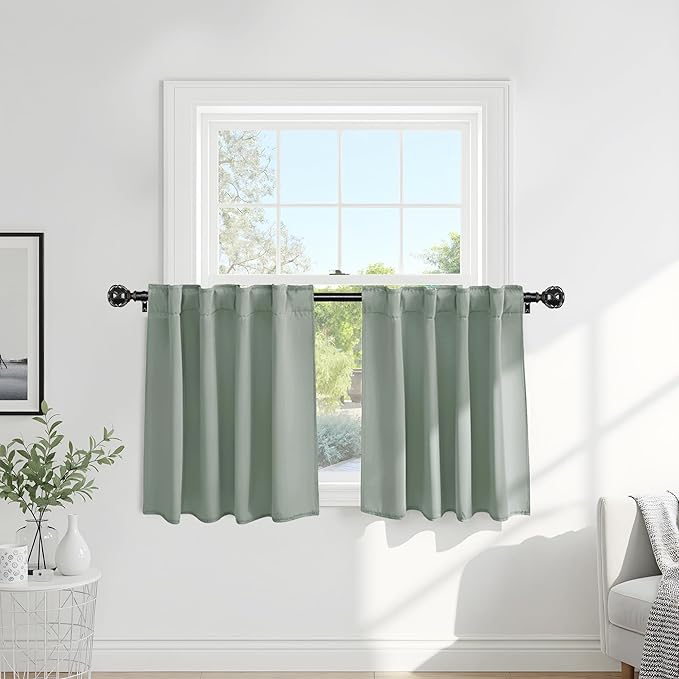 Pony Dance Short Curtains for kinchen, Half Drapes for Bathroom Window by PONYDANCE