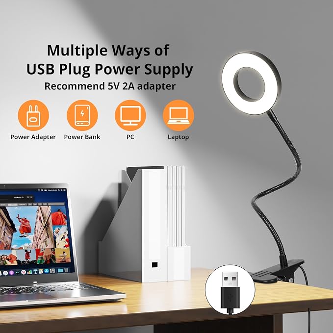 Woputne Desk Lamp Clip on Light - Image 6