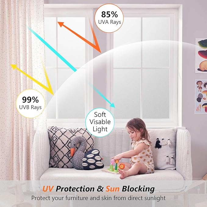 Kromapolis Frosted Glass Window Film Day & Night Privacy, 45.2″ x 157.4″ | - Image 4