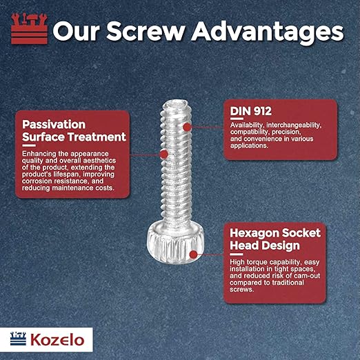 Kozelo 60pcs Socket Head Cap Screws - [M1.4-0.3 x 5mm] 304 Stainless Steel Allen Socket Drive for Electrical Motor 3D Printing Fan Engine Replacement Use, Silver