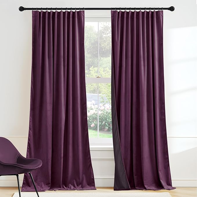 RYB HOME Purple Velvet Curtains 72 inches by RYBHOME