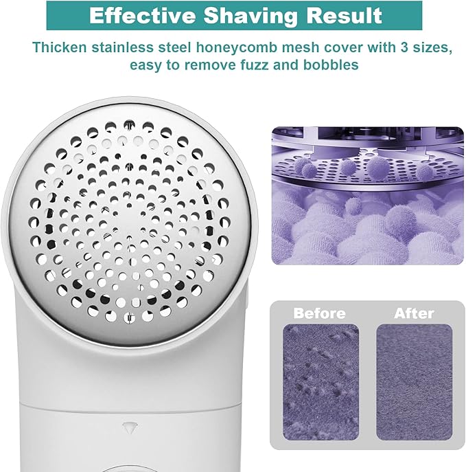 Garstor Fabric Shaver, Electric Lint Remover, USB Rechargeable Sweater Shaver, Cordless Clothes Defuzzer, Portable Pills Trimmer for Clothes, Furniture(2.0 Pro, Beige)