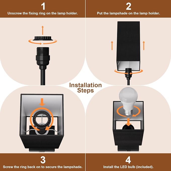 Touch Bedside Table Lamp for Bedroom, Touch 3-Way Dimmable LED Bulb Included - Image 7