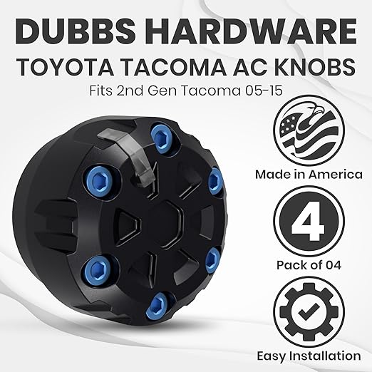 4 Pack - 2nd Gen Tacoma Accessories AC Knob Upgrade - 2005,2006,2007,2008,2009,2010,2011,2012,2013,2014,2015 Tacoma Climate Control Dial Mods Set - for Toyota Interior Replacement Kit