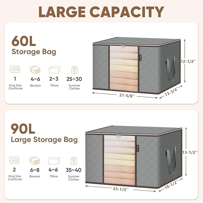 BALEINE 4 Pack Clothes Storage Bags, 24 Gallon Storage Containers - Image 5