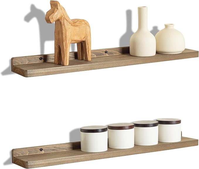 Freezing point Floating Shelf for Wall Set of 2 Natural Wood 23Inch Wall by Freezingpoint