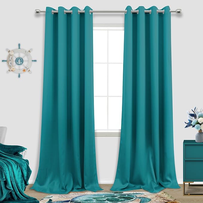 KOUFALL Teal Blackout Curtains 108 Inches Long, 9FT Ceiling to Floor Curtains by KOUFALL