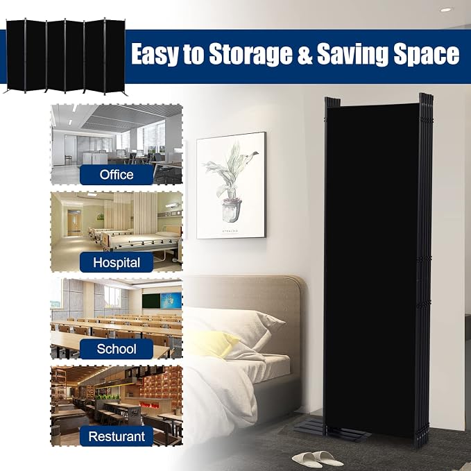 Room Divider 6 Panel-132''Wide, 6FT Room Dividers and Folding Privacy Screen | - Image 4