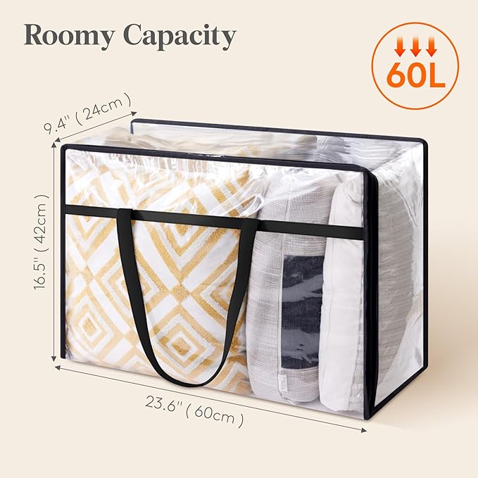 Lifewit 4 Pack Clear Clothes Storage Bags, 60L Plastic Blanket Storage Bag - Image 4