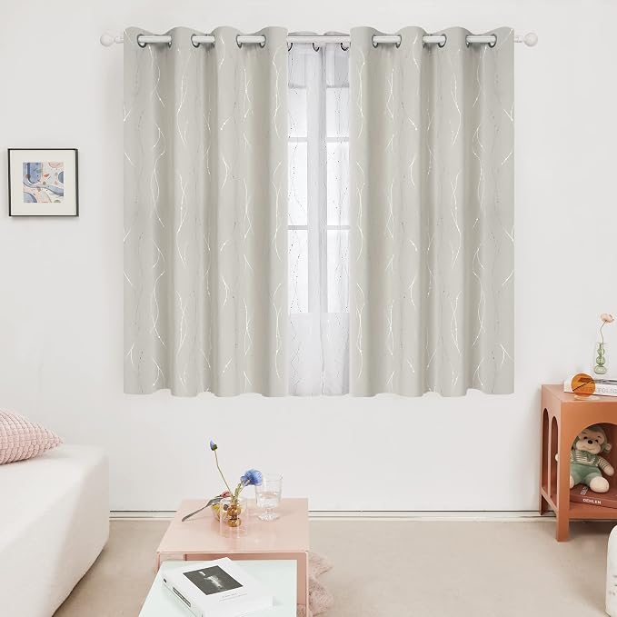Deconovo Living Room Curtains 63 Inches Long, Thermal Insulated, Room Darkening - Image 2