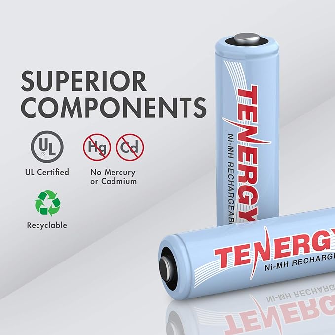 Tenergy TN145 8 Bay Charger and 8 Pack Rechargeable AA Batteries, Independent Charging, UL & CE Certified
