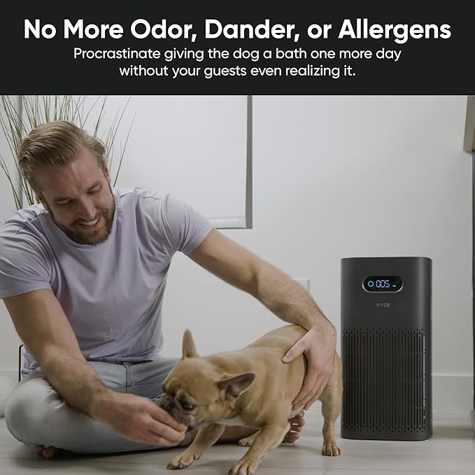 Wyze Air Purifier with Allergen Filter(Standard), for Home Large Room, HEPA 13, 21db Quiet Sleep Mode, 550 sq ft, Remove 99.97% Pet Hair, Pollen, Dust, Dander, Smoke, Smart WiFi Alexa Google, Black
