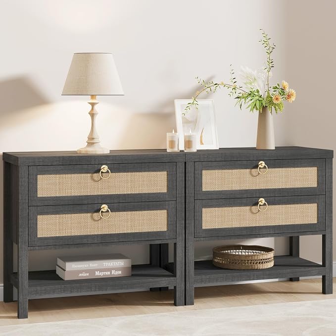 Eclatara Large Rattan Night Stand Set of 2 by Eclatara