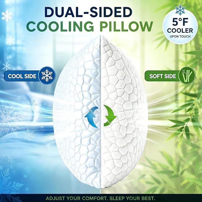 Cooling Bed Pillows for Sleeping 1 Pack Shredded Memory Foam Pillows Adjustable - Image 2