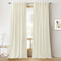 RYB HOME Cream Velvet Room Drakening Curtains 94 inches by RYBHOME