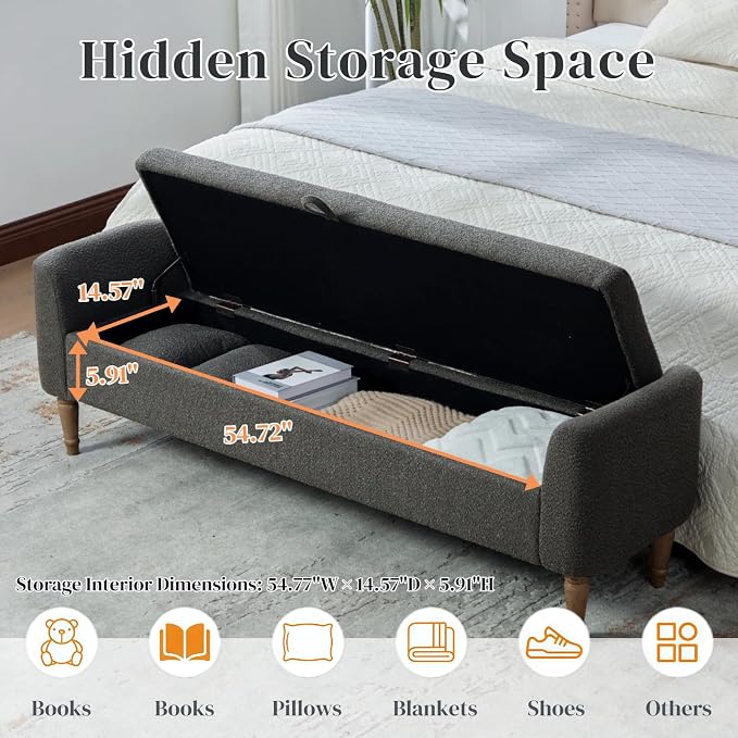 Aoiy & Wifon 65.94" W Large Storage Ottoman Bench, King Size End of Bed Storage - Image 4