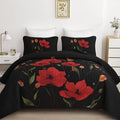 Mybedsoul Floral Quilt Set King Size, 3 Pieces Black Bedspread Coverlet Set by Mybedsoul