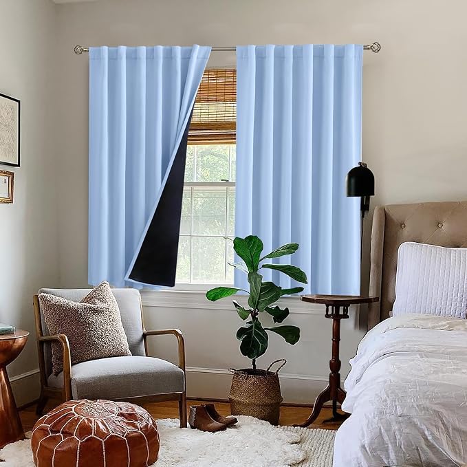 BGment Light Blue 100% Blackout Curtains 45 Inches Long - Image 9