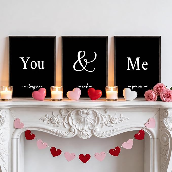 Houmury Set of 3 Framed Wall Decor Farmhouse Wall Art You & Me Always and - Image 2