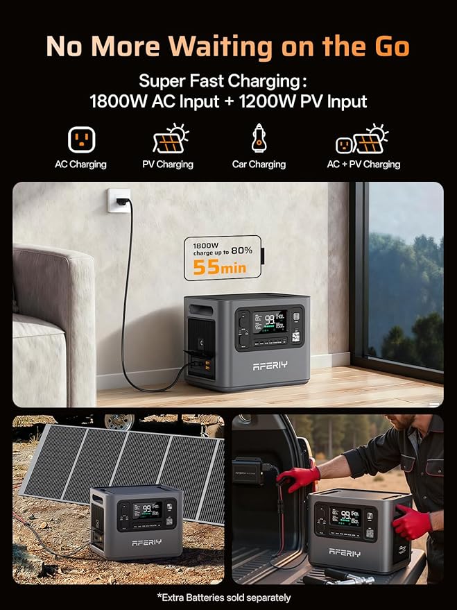 AFERIY 2800W Portable Power Station,2026 Upgraded Version of P210,2048Wh LiFePO4 Battery,Expandable to 10kWh,1800W AC Charging,UPS Solar Generator for Home Use,Power Outages,Camping,and RVs