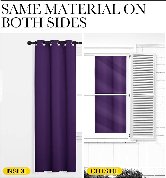 NICETOWN Royal Purple Blackout Curtains 102 inches Length - Image 5