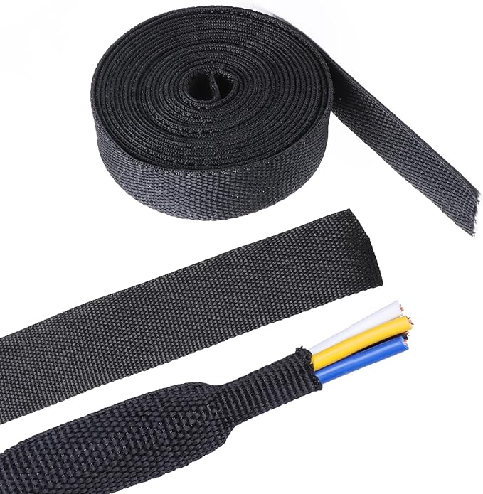 Sonoreboom 2 in 1 Heat Shrink Braided Sleeving Fabric Tubing-Ideal fit Irregular Shape Hose/Cable/Wire (3/4"(19mm), 14FT)