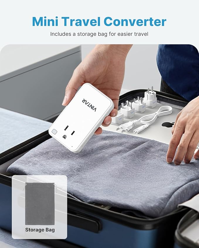 220V to 110V Converter for European Travel, VINTAR 200W Mini Universal Travel Adapter Voltage Converter US to Europe, International Step Down Power Converter Adapter Combo for EU UK AUS India