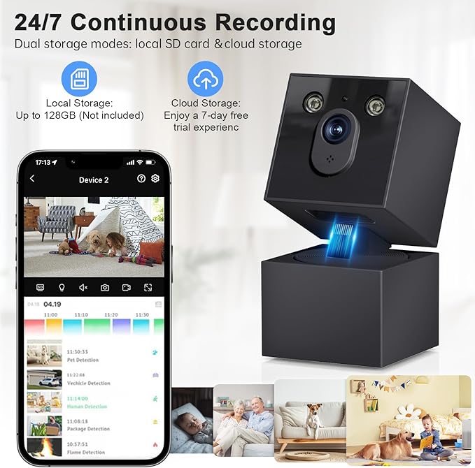 Jqimn 2K Security Camera Indoor - 5G&2.4G WiFi Cameras for Home Security, Pet/Dog/Baby Monitor with Phone APP 360Pan/Tilt, One-Tap Call 911, Al Motion Tracking, 24/7 Recording, Night Version