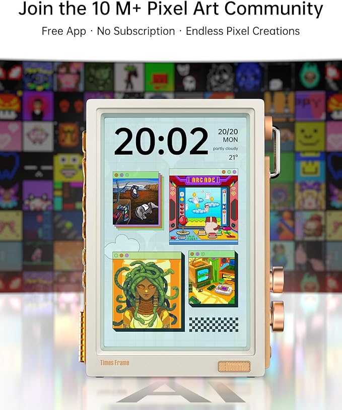 Divoom Times Frame-10.1" WiFi Digital Picture Frame with 64GB, Free App with No Subscription Fees, Supports Uploading Photos/Videos/Calendars/Weather/Sports Scores and Various DIY Content